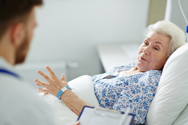 patient talking to doctor